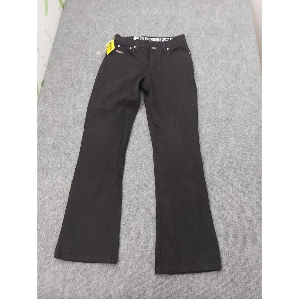 Ironworkers Jeans Womens 10 Black Padded Knees Bootcut Biker Work Denim BILT - Picture 3 of 14